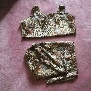 L.A. Intimates Silky Printed Pajama Loungewear Sm